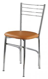 Καρέκλα χρωμίου με πάτο από δερματίνη 104